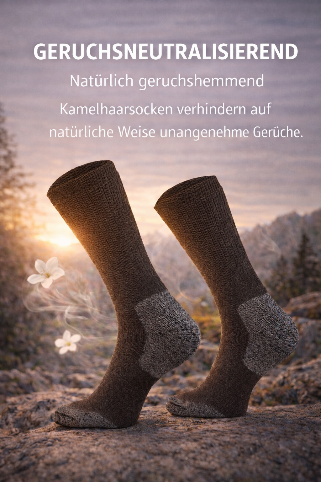 Warme Kamelhaarsocken aus Merino- und Baby-Kamelwolle für Alltag, Arbeit und Outdoor-Aktivitäten. Rundgestrickte Naturfasersocken mit weicher, nahtarmer Verarbeitung für hohen Tragekomfort, trockene Füße und natürliche Wärmeisolierung. Strapazierfähige und geruchshemmende Wintersocken in funktionalem Design für Wandern, Arbeitsschuhe und kalte Tage.